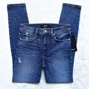 HUDSON Barbara High Waist Super Skinny Ankle Cropped Distressed Stretch Jeans